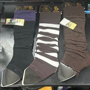 Stylish Leg Warmers Set - Black, Brown, and Purple